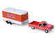 1969 Ford F 250 Pickup Truck Red and 1969 Chevrolet Camaro Z28 Dan Fletcher Orange with White Hood NHRA Safety Team with Enclosed Car Trailer Racing Hitch & Tow Series 6 1/64 Diecast Model Cars Greenlight 31190A