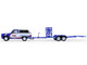 1986 Chevrolet K5 Blazer Blue and White and 1969 Chevrolet Camaro #5 Blue and White Kyle Larson Hendrick Motorsports with Tandem Car Trailer Racing Hitch & Tow Series 6 1/64 Diecast Model Cars Greenlight 31190C
