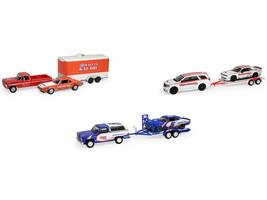 Racing Hitch & Tow Series #6 Set of 3 pieces 1/64 Diecast Model Cars Greenlight 31190-A-B-C