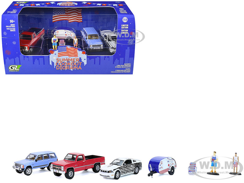 Summer Cookout Diorama Set of 7 pieces 1/64 Diecast Model Cars Greenlight 58058
