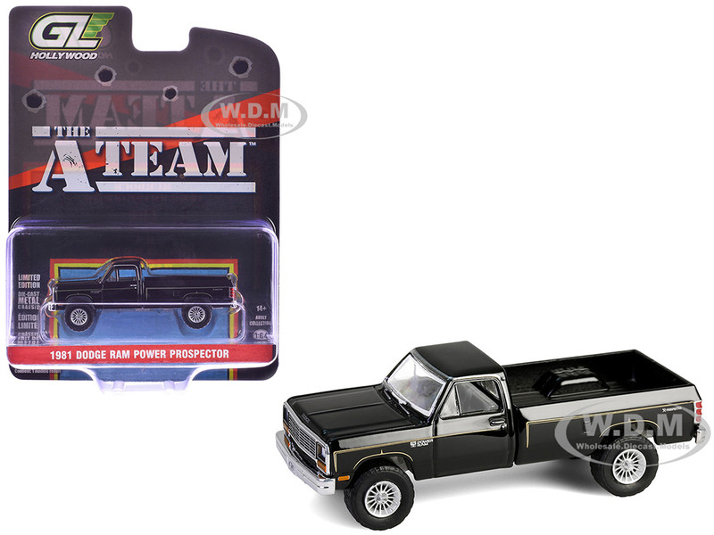 1981 Dodge Power Ram Prospector Pickup Truck Black The A Team 1983 1987 TV Series Hollywood Series Release #43 1/64 Diecast Model Car Greenlight 62040C