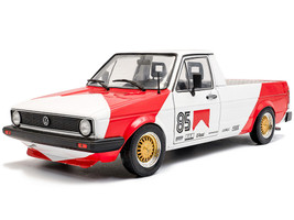1983 Volkswagen Caddy MK 1 Pickup Truck Red Cowboy Racing Tribute White and Red 1/18 Diecast Model Car Solido S1803512