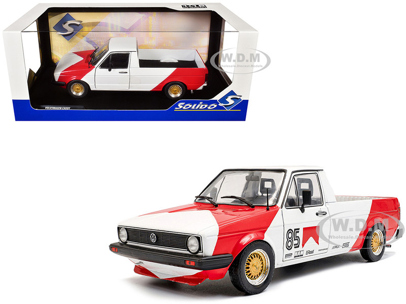 1983 Volkswagen Caddy MK 1 Pickup Truck Red Cowboy Racing Tribute White and Red 1/18 Diecast Model Car Solido S1803512