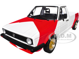 1983 Volkswagen Caddy MK 1 Pickup Truck Red Cowboy Racing Tribute White and Red 1/18 Diecast Model Car Solido S1803512