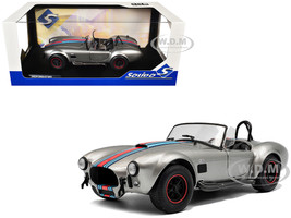 1965 Shelby Cobra 427 MKII Solido Works M Racing Tribute Gray Metallic with Stripes 1/18 Diecast Model Car Solido S1804913