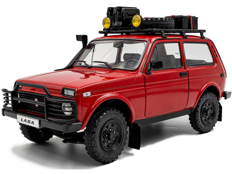 1980 Lada Niva Red with Roof Rack and Accessories 1/18 Diecast Model Car Solido S1807306