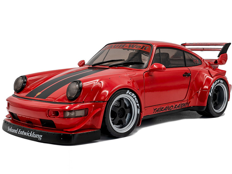 2024 RWB Bodykit Taikano Kaishin Red with Black Stripes 1/18 Diecast Model Car Solido S1807514