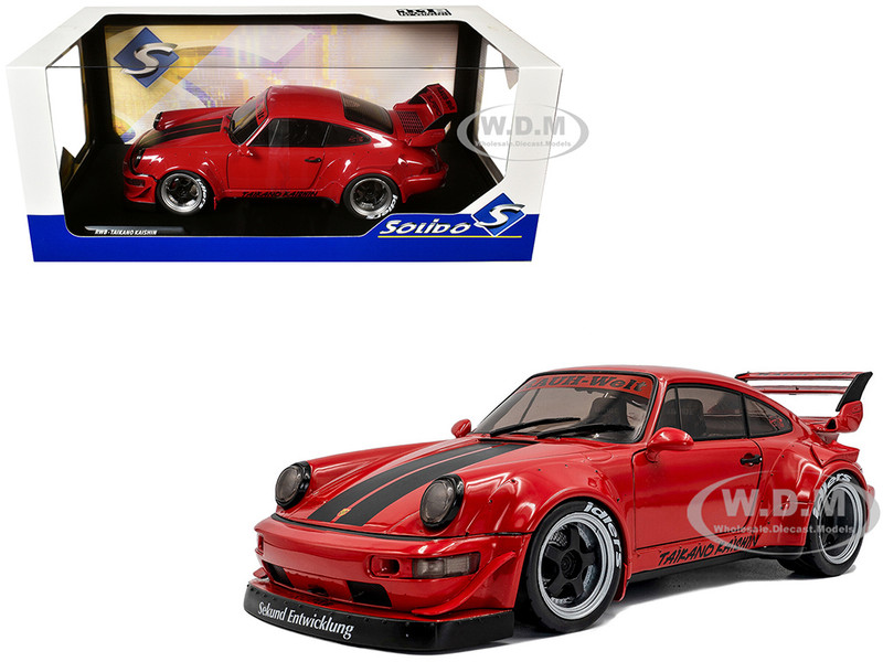 2024 RWB Bodykit Taikano Kaishin Red with Black Stripes 1/18 Diecast Model Car Solido S1807514