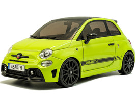 2023 Fiat F595 Abarth Verde Adrenalina Green with Black Top and Stripes 1/18 Diecast Model Car Solido S1811307