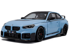 2024 BMW M2 Performance Parts Zandvoort Blue with Carbon Top and Black Stripes 1/18 Diecast Model Car Solido S1812901