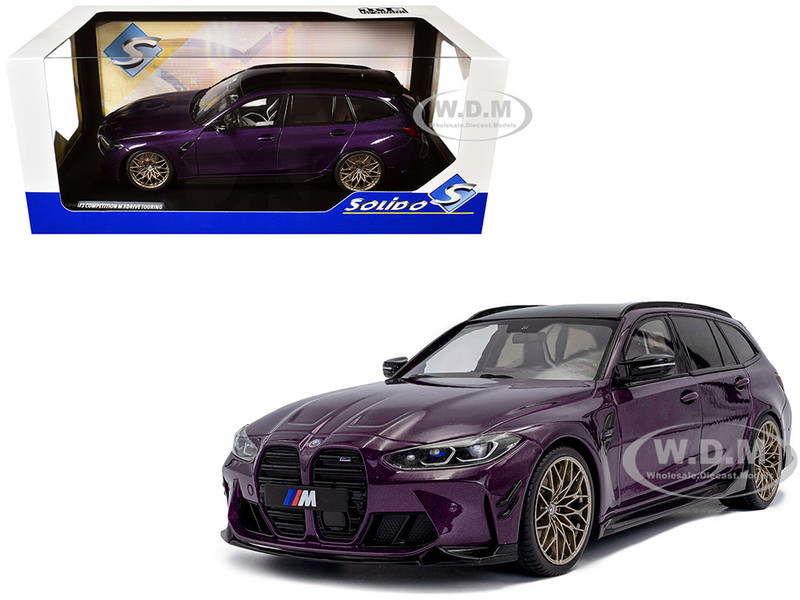 2024 BMW M3 Competition M xDrive Touring Twilight Purple Pearl Metallic with Black Top 1/18 Diecast Model Car Solido S1813701