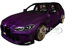 2024 BMW M3 Competition M xDrive Touring Twilight Purple Pearl Metallic with Black Top 1/18 Diecast Model Car Solido S1813701