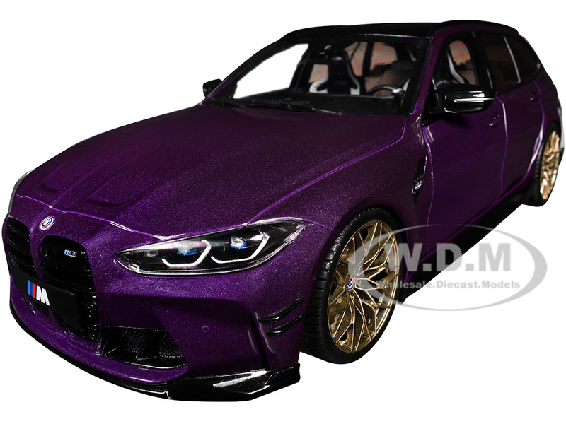 2024 BMW M3 Competition M xDrive Touring Twilight Purple Pearl Metallic with Black Top 1/18 Diecast Model Car Solido S1813701