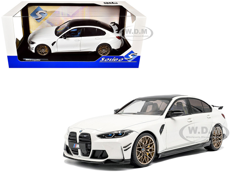 2024 BMW M3 Competition Alpine White with Carbon Top 1/18 Diecast Model Car Solido S1814301