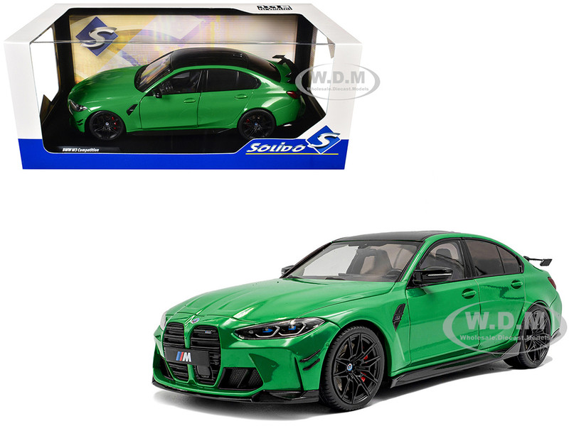 2024 BMW M3 Competition Signal Green with Carbon Top 1/18 Diecast Model Car Solido S1814302