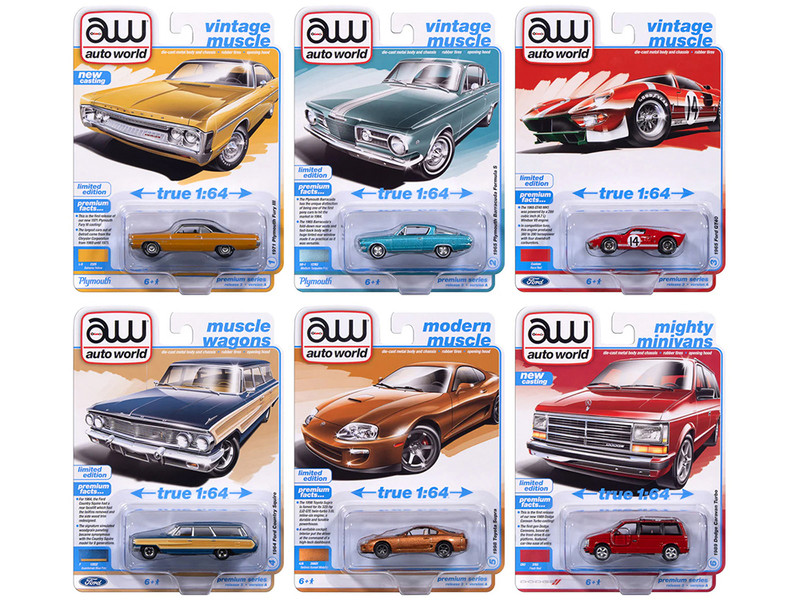 Auto World Premium 2025 Release 3 Set A of 6 pieces 1/64 Diecast Model Cars Auto World 64522A