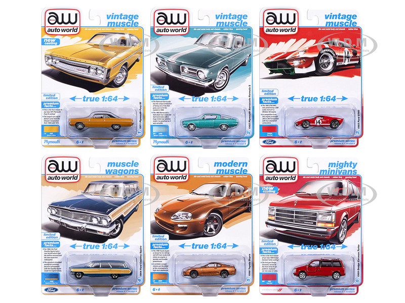 Auto World Premium 2025 Release 3 Set A of 6 pieces 1/64 Diecast Model Cars Auto World 64522A