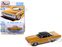 1971 Plymouth Fury III Bahama Yellow with Black Top Vintage Muscle Series 1/64 Diecast Model Car Auto World 64522-AWSP204A