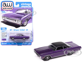 1971 Plymouth Fury III In Violet Metallic with Black Top Vintage Muscle Series 1/64 Diecast Model Car Auto World 64522-AWSP204B