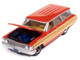 1964 Ford Country Squire Poppy Red with Woodgrain Sides Muscle Wagons Series 1/64 Diecast Model Car Auto World 64522-AWSP205B