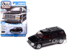1989 Dodge Caravan Turbo Van Black with Red Stripes and Interior Mighty Minivans Series 1/64 Diecast Model Car Auto World 64522-AWSP206B