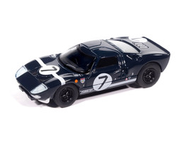 1965 Ford GT40 #7 Blue Black with White Stripes Vintage Muscle Series 1/64 Diecast Model Car Auto World 64522-AWSP208B