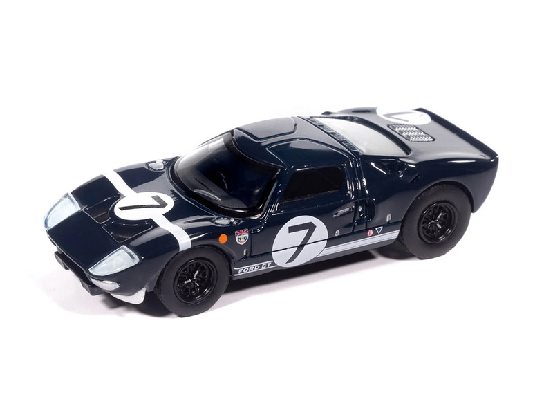 1965 Ford GT40 #7 Blue Black with White Stripes Vintage Muscle Series 1/64 Diecast Model Car Auto World 64522-AWSP208B