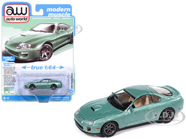 1998 Toyota Supra Caribbean Green Metallic Modern Muscle Series 1/64 Diecast Model Car Auto World 64522-AWSP209B