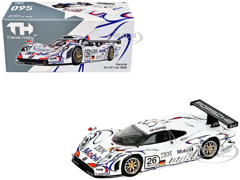 Porsche 911 GT1 #26 Allan McNish Stephane Ortelli Laurent Aiello Porsche AG Winner 24 Hours of Le Mans 1998 1/64 Diecast Model Car Trends Hobby 241085(B)
