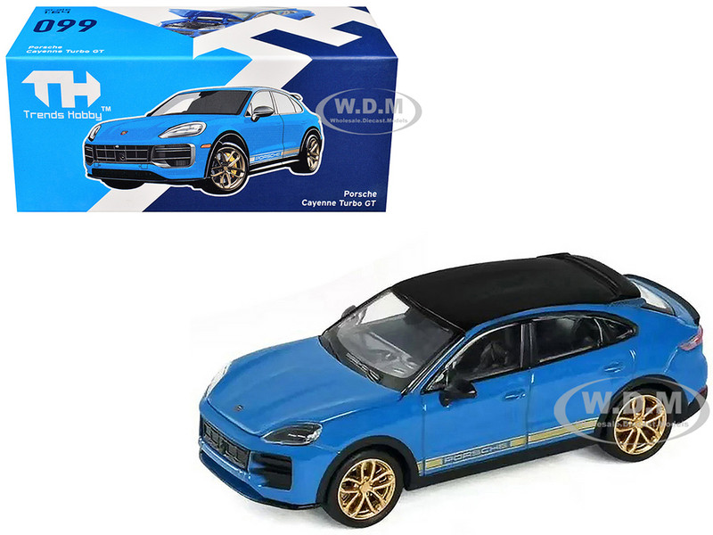 Porsche Cayenne Turbo GT Blue with Black Top and Gold Stripes 1/64 Diecast Model Car Trends Hobby 241090(C)
