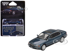 BMW 750IL Sorrento Blue Metallic with Sun Roof Limited Edition 1/64 Diecast Model Car Mini GT MGT00894
