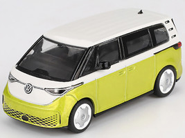 Volkswagen ID Buzz Van Pomelo Yellow Metallic and Candy White Limited Edition 1/64 Diecast Model Car Mini GT MGT01110