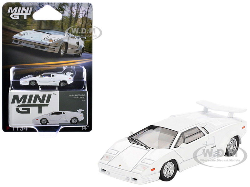 Lamborghini Countach 25th Anniversary White Limited Edition 1/64 Diecast Model Car Mini GT MGT01134