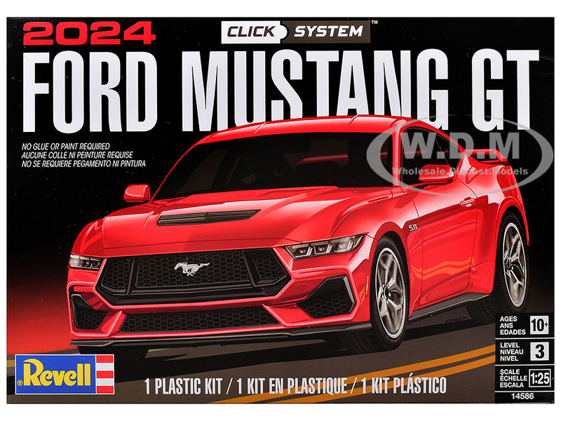 Level 3 Model Kit 2024 Ford Mustang GT 2 in 1 Kit Click System 1/25 Scale Model Revell 14586