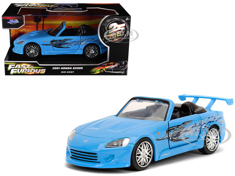2001 Honda S2000 Convertible Blue with Graphics Fast & Furious Remix Series 1/32 Diecast Model Car Jada 35397