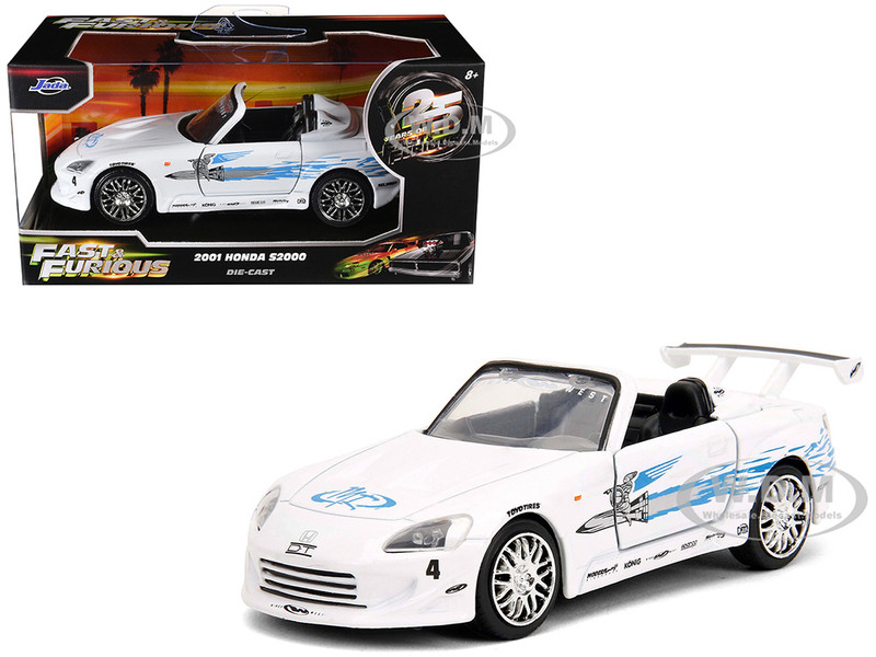 2001 Honda S2000 Convertible White with Graphics Fast & Furious Remix Series 1/32 Diecast Model Car Jada 35629