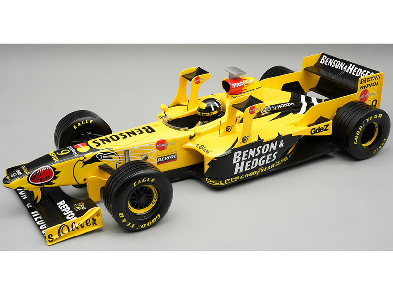 Jordan 198 #9 Damon Hill Benson & Hedges Jordan Honda Formula One F1 San MarinoImola GP" 1998 with Driver Figure and Display Case Mythos Series Limited Edition to 45 pieces Worldwide 1/18 Model Car Tecnomodel TMD18-426C