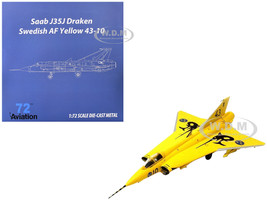 Saab J35J Draken Fighter Aircraft 43 10 3 Johan Gul Squadron 10 Wing Final Flight Livery 1997 Swedish Air Force 1/72 Diecast Model Airplane Aviation 72 AV72-41009