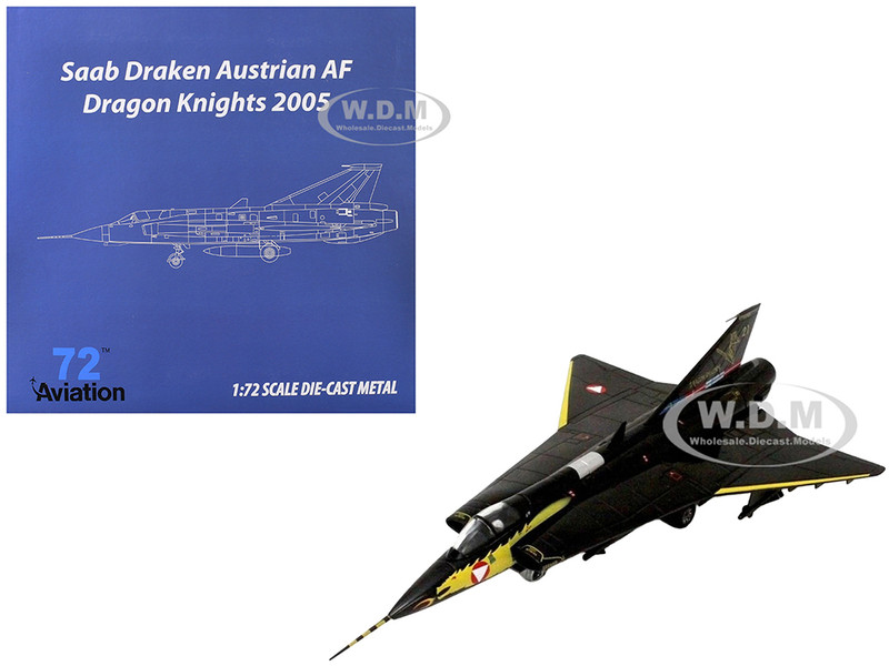 Saab Draken Fighter Aircraft 21 Draken 45th Anniversary Dragon Knights Retirement Livery 2005 Austrian Air Force 1/72 Diecast Model Airplane Aviation 72 AV72-41010