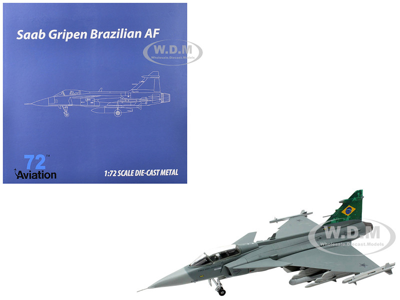 Saab JAS 39E Gripen Fighter Aircraft Brazilian Air Force 1/72 Diecast Model Airplane Aviation 72 AV72-43008