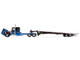 Peterbilt 389 with 48 Flat Top Sleeper and Landoll 440B 50CA Traveling Axle Trailer Black with Blue Stripes 1/64 Diecast Model DCP/First Gear 60-2190