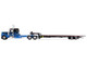 Peterbilt 389 with 48 Flat Top Sleeper and Landoll 440B 50CA Traveling Axle Trailer Black with Blue Stripes 1/64 Diecast Model DCP/First Gear 60-2190