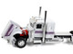 Peterbilt 389 with 36 Flat Top Sleeper and Fontaine Magnitude Lowboy Trailer White with Black Stripes 1/64 Diecast Model DCP/First Gear 60-2191