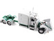 Peterbilt 389 with 63 Mid Roof Sleeper and 53 Utility Trailer White with Green Stripes 1/64 Diecast Model DCP/First Gear 60-2192
