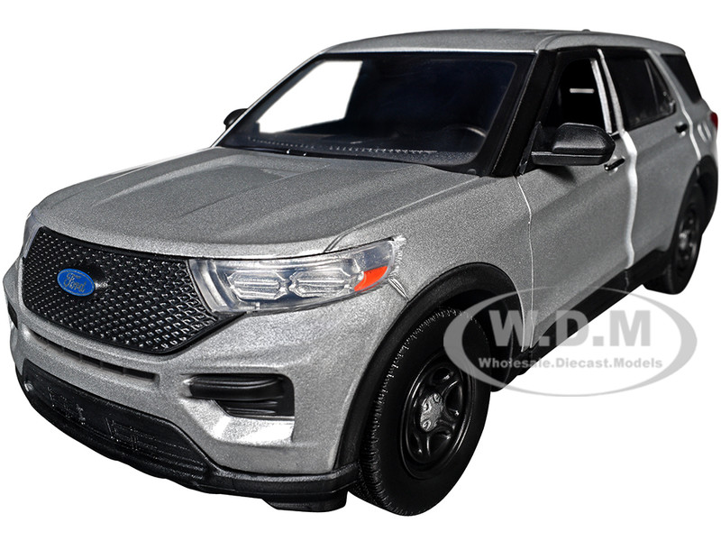 2022 Ford Police Interceptor Utility Unmarked Silver Metallic Builder s Kit Law Enforcement and Public Service Series 1/24 Diecast Model Car Motormax 76988S-BB