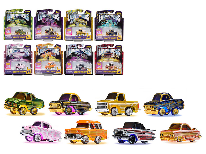 Lowriders Show Glow Series 2 Set of 8 Pieces Diecast Model Cars CarTuned 597346-XX1