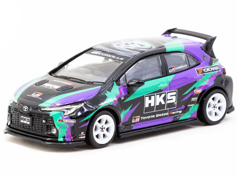 Toyota GR Corolla RHD Right Hand Drive HKS Black with Graphics Global64 Series 1/64 Diecast Model Tarmac Works T64G-066-HKS