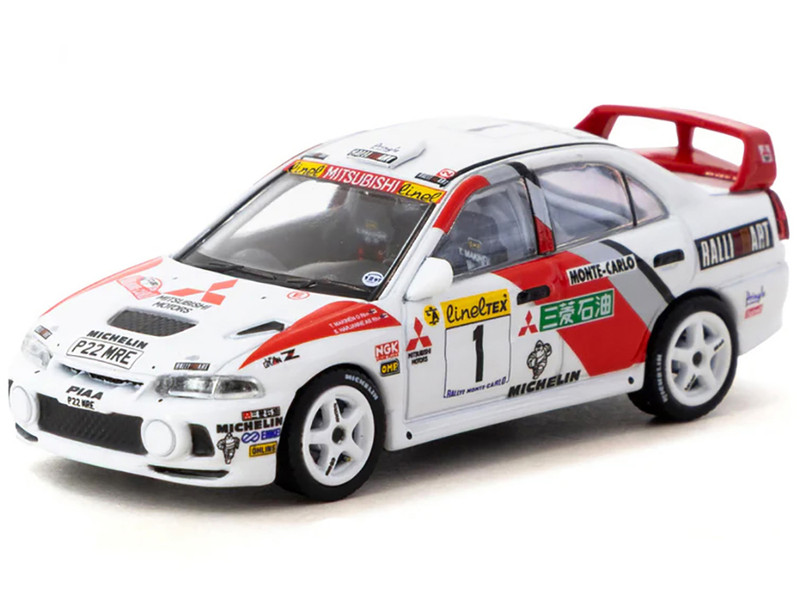 Mitsubishi Lancer Evolution IV #1 Tommi Makinen Seppo Harjanne 3rd Place Monte Carlo Rally 1997 Global64 Series 1/64 Diecast Model Tarmac Works T64G-076-97MCR01