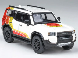 2024 Toyota Land Cruiser 250 Prado White with TRD Stripes 1/64 Diecast Model Car Paragon Models PA-55747