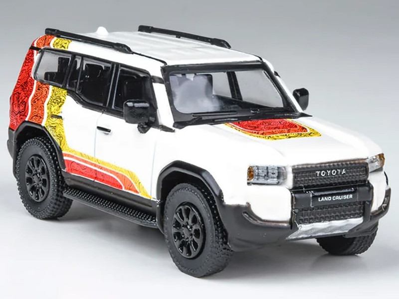 2024 Toyota Land Cruiser 250 Prado White with TRD Stripes 1/64 Diecast Model Car Paragon Models PA-55747